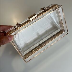 Box Clutch Bag with Crossbody Chain - Clear